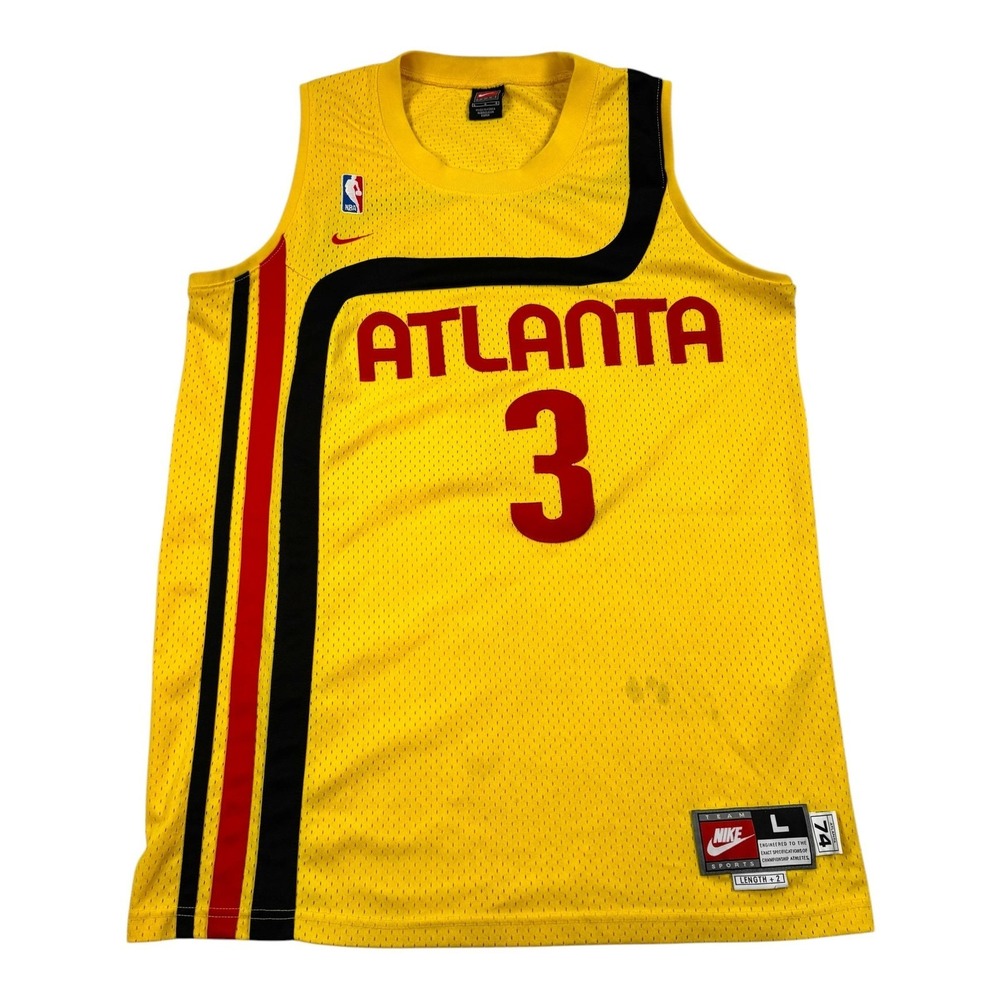 Vintage Atlanta Hawks Jersey Mens Large Yellow NBA Basketball Abdur-Rahim 3 Nike